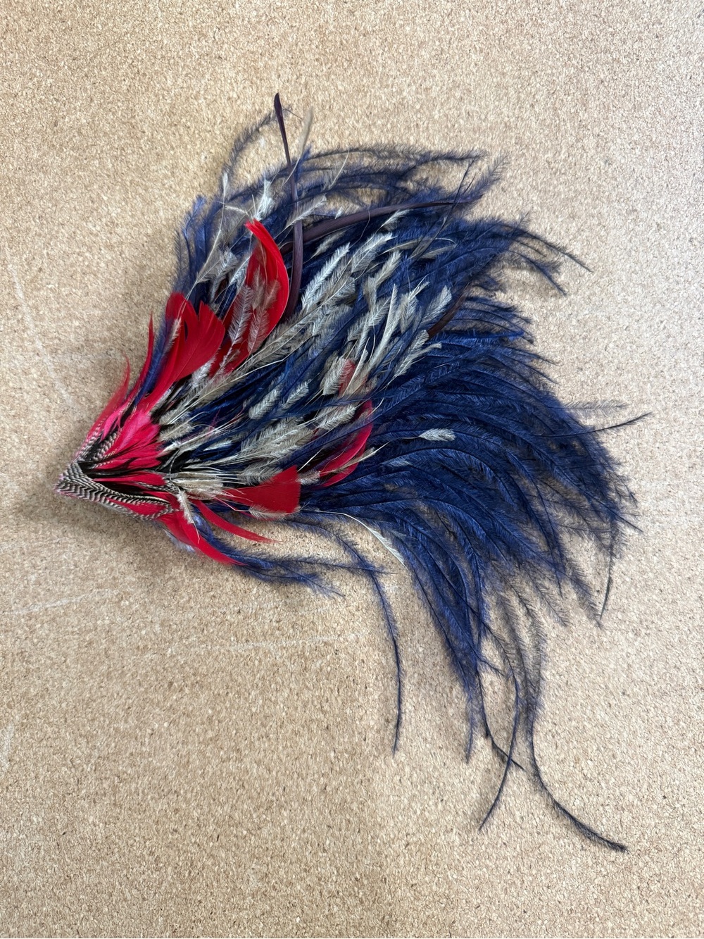 Dries Van Noten Navy, Red Feather Pin Brooch